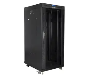Lanberg FF01-8027-12BL černá / Stojanový rozvaděč / 19" / 27U / 800x1000 mm / Skleněné dveře / LCD displej