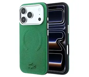 Lacoste PVC Petit Pique Semi Wrap Embossed Estragon / Zadní kryt / iPhone 18 Pro Max / MagSafe