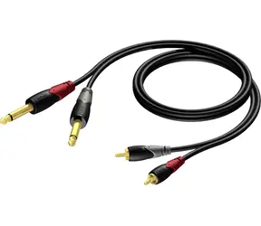 Procab CLA631/5 černá / Audio kabel / 2x Jack 6,3 mm - 2x RCA (Cinch) / 5 m