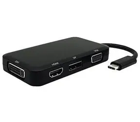 PremiumCord Převodník USB-C na HDMI + DVI + VGA + DisplayPort / Redukce / 4v1 / USB-C
