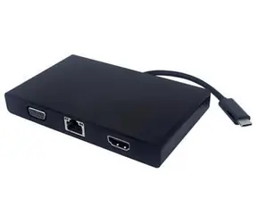 PremiumCord Převodník USB-C na HDMI + VGA + RJ45 / Převodník / USB 3.0 + SD + audio + PD charge