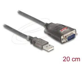 Delock Adaptér USB 2.0 Typ-A > 1x Sériový RS-232 DB9 (M) / Adaptér / 3x LED / 0,2 m / Se šrouby