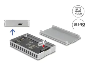 Delock Externí pouzdro M.2 NVMe SSD USB4 40 Gbps / Externí pouzdro / M.2 NVMe PCIe SSD / Bez nástrojů