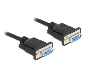 DeLock RS-232 Sub-D9 samice-samice černá / Sériový kabel / Null modem / 10 m