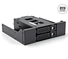 Delock Slim Bay černá / Výměnný rámeček / 2x 2.5" U.2 NVMe SSD / do 5.25" pozice / Micro SAS/SATA / 32 Gbit/s