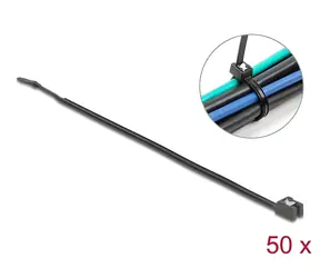 DeLock Stahovací pásky 280 x 4,8 mm černá / Stahovací pásky / Samořezné / 50 ks