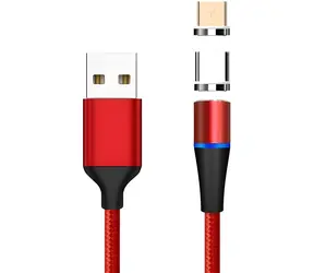 PremiumCord Magnetický kabel micro USB/USB-C červená / Nabíjecí a datový kabel / USB 2.0 / 480 Mb/s / 1 m