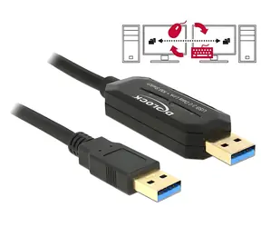 Delock Data Link kabel s KM Switch Typ-A - Typ-A / USB kabel / USB 3.2 Gen 1 (5 Gbps) / 1,5 m