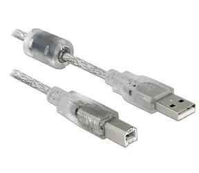 DeLock kabel USB 2.0 Typ-A - Typ-B transparentní / Kabel / 2 m