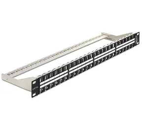 Delock 19" Keystone Patch Panel / 48 Portů / 1U / s montážní lištou