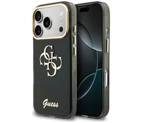 Guess IML 4G Script Metal černá / Zadní kryt / iPhone 17 Pro / 18 Pro