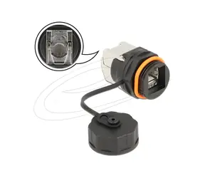 DeLock Konektor RJ45 Cat.6A LSA červený / Konektor / Voděodolný / S krytkou