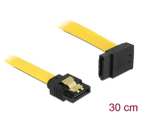 Delock SATA 6 Gb/s žlutá / Kabel SATA / rovný - lomený nahoru / 30 cm