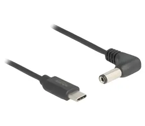 Delock USB-C > DC 5,5 x 2,1 mm 90° černá / Napájecí kabel / 1,5 m