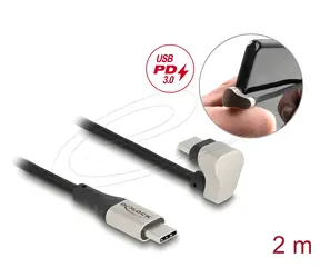 Delock USB-C (M) - USB-C (M) 180° zahnutý / Kabel / USB 2.0 / 2 m / PD 60W