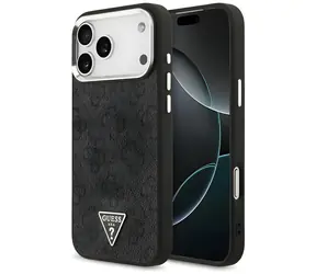 Guess 4G Triangle Logo MagSafe černo-stříbrná / Zadní kryt / iPhone 17 Pro Max / 18 Pro Max / MagSafe
