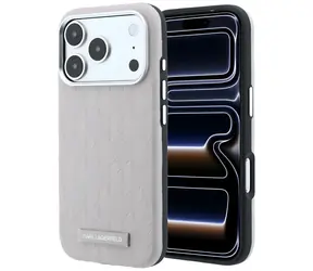 Karl Lagerfeld Grained Mono Resin Logo růžová / Zadní kryt / MagSafe / iPhone 17/18 Pro Max