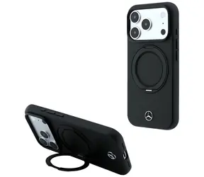 Mercedes Leather Ring Stand MagSafe černá / Zadní kryt / iPhone 17 Pro, 18 Pro / Kůže / MagSafe