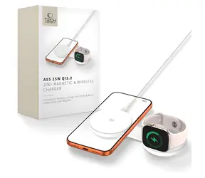 Tech-Protect A55 MagSafe bílá / Bezdrátová nabíječka / 2v1 / Qi2.2 / 25W / USB-C kabel