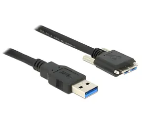 DeLock Kabel USB-A - Micro-USB B se šrouby černý / Kabel / 2 m / USB 3.2 Gen 1 / 5 Gbit/s