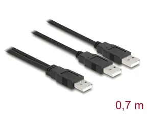 DeLock USB 2.0 Typ-A > 2x Typ-A / Kabel / 0,7 m / USB 2.0