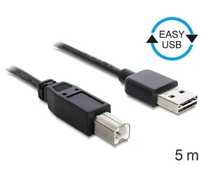 DeLock EASY-USB černá / Kabel USB-A (M) - USB-B (M) / 5 m / USB 2.0