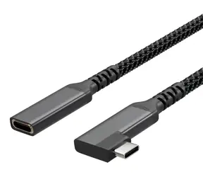 SCONN USB-C prodlužovací kabel 90° textilní / Prodlužovací kabel / USB-C(M)-USB-C(F) / PD 100W / 1,5 m