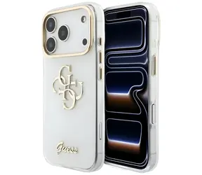 Guess IML 4G Script Metal bílá / Zadní kryt / Apple iPhone 17 Pro a 18 Pro