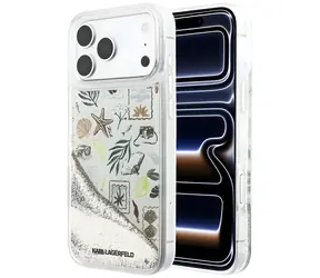 Karl Lagerfeld Liquid Glitter Beach & Sand béžová / Kryt / Apple iPhone 17 Pro Max, iPhone 18 Pro Max