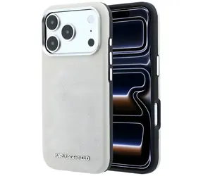 Karl Lagerfeld Grained Elongated Logo béžová / Zadní kryt / MagSafe / iPhone 17 Pro / 18 Pro