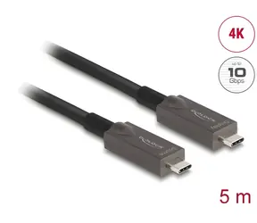 DeLock Aktivní optický kabel USB-C - USB-C 5 m černá / Kabel / DP Alt Mode / 4K / PD