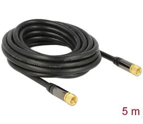 DeLock Anténní kabel F(M) - F(M) černá / Anténní kabel / RG-6/U / 5 m