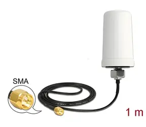 Delock GSM anténa SMA bílá / Anténa / Všesměrová / 0,7-1,6 dBi / kabel ULA100 1 m / outdoor