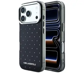 Karl Lagerfeld IML Rhinestones Allover Logo černá / Zadní kryt / Kamínky / iPhone 17 Pro Max / 18 Pro Max