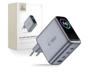 Tech-Protect NC140W-GaN tmavě šedá / Nabíječka / GaN / 4 porty / PD 140W / QC 3.0