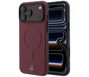 Mercedes Leather 3D pro iPhone 17 Pro Max tmavě modrá / Zadní kryt / Kůže / MagSafe