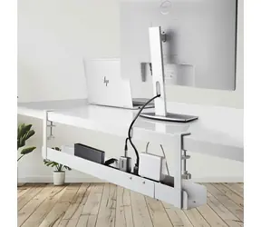 StarTech Kabelový žlab pod stůl bílá / Kabelový žlab / bez vrtání / ocel / 105 × 207 × 1200 mm