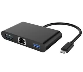 PremiumCord Převodník USB-C / Převodník / VGA / Audio / USB 3.0 / RJ45 / PD nabíjení