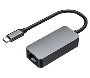 PremiumCord adaptér USB-C - RJ45 Ethernet šedá / Adaptér / 2,5G/1000/100/10 Mbit / hliníkové pouzdro