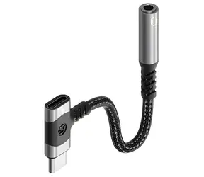 PremiumCord Redukce USB-C na 3,5mm jack / Redukce / DAC chip / USB-C nabíjení / 12,5 cm