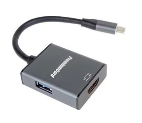 PremiumCord adaptér USB-C na HDMI + USB hliníkový / Adaptér / 4K rozlišení / USB pro flash disky, klávesnice, myši