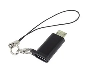 PremiumCord adaptér USB-C female - Micro USB male černý / Adaptér / S očkem na zavěšení