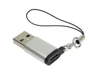 PremiumCord Adaptér USB 3.0 A(M) - USB-C(F) stříbrná / Redukce / s očkem na zavěšení