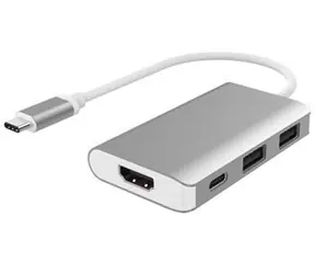 PremiumCord Převodník USB-C na HDMI / Adaptér / HDMI + 2x USB 3.0 + PD charge / hliníkové pouzdro