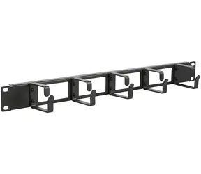 Lanview Organizér kabelů 19" černý / Organizér kabelů / 1U / s otvorem pro kabely / 482x72x44 mm