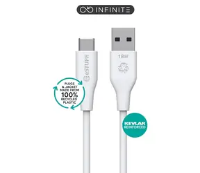 eSTUFF INFINITE (GRS) bílá (ES605270-BULK) / Kabel / USB-C - USB-A / 2 m / 60 W PD