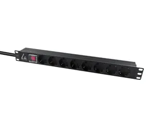 Lanview Rozvodný panel 19" 1U 8x Schuko / Rozvodný panel / 16 A / C14 / 2 m kabel / černá