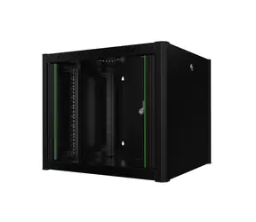 Lanview 19" Rack Wallmount Pro černá / Nástěnný rozvaděč / 9U / 600×560 mm / Skleněné dveře