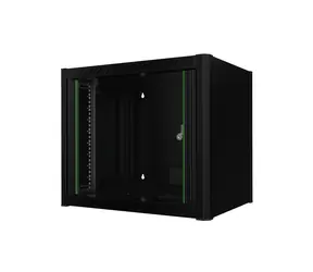 Lanview 19" nástěnný rozvaděč 9U 600×450 mm černý / Nástěnný rozvaděč / 9U / Nosnost 80 kg / Skleněné dveře