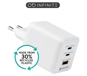 eSTUFF INFINITE bílá / USB nabíječka / 2x USB-C + USB-A / 100 W / GaN